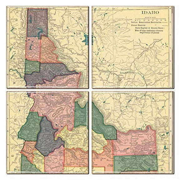 Idaho Coaster of Vintage Map (Set of 4)