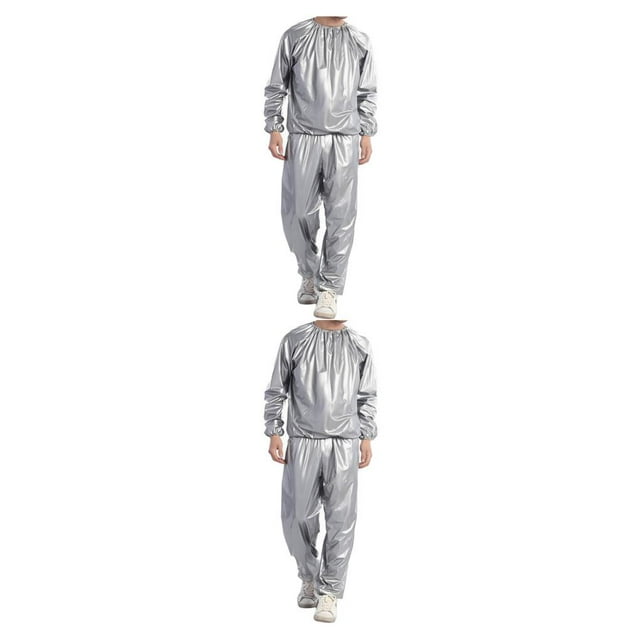 yingyy 1/2/3/5 Maison Salon Spa Sauna Combinaison Course Exercice Mise en Forme Veste de Survêtement Réutilisable Lavable PVC Combinaisons de Sport Argent m 2 Pcs
