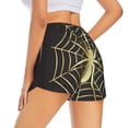 thumbnail image 3 of Bixox Women's Gold Spider On The Web pattern 2 in 1 Running Shorts - Lightweight Athletic Workout Gym Yoga Shorts Liner with Pockets - Small, 3 of 5