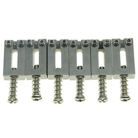 

Dopro Pack of 6 Stainless Steel Guitar Saddles Bridge Saddle 10.5mm with Nickel Screws for Strat Tele 6 String Guitar