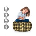 thumbnail image 2 of Oriental Storage Toy Bag Chair, Boho Floral Grid Flower Petal Shapes Folk Geometric Design, Stuffed Animal Organizer Washable Bag, Small Size, Mustard Charcoal Grey, by Ambesonne, 2 of 3