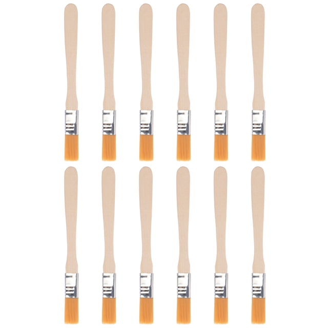 Pincel de pintura Uxcell de 5" con ancho de 0.5" y cerdas de nylon suave con mango de madera amarillo, 12 piezas
