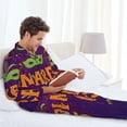 thumbnail image 6 of Salouo Mardi Gras2 Print Button-Front Long Sleeve Pajama Set for Men, Soft 2Pjs Men's Long Sleeve Sleepwear-Large, 6 of 7