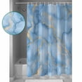 thumbnail image 3 of Marble Texture Shower Curtain Set ，Waterproof Fabric Shower Curtains Blue Gold Abstract Gradient Art Shower Curtains for Bathroom,Bathroom Decor 72"x84", 3 of 6