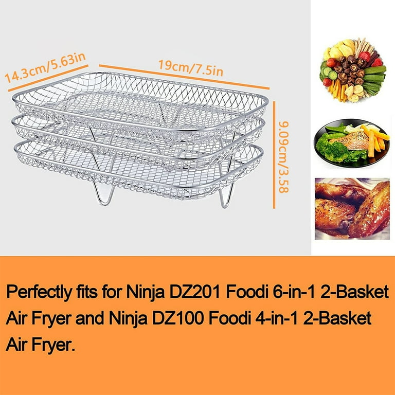 Air Fryer Accessories - Three Stackable Dehydrator Racks for Ninja, Instant  Pot Vortex, COSORI, CHEFMAN, Gowise, Ultrean, Gourmia - 304 Stainless Steel  Grill Rack Fits 4.2-5.8 QT Air Fryer, Oven - Yahoo Shopping