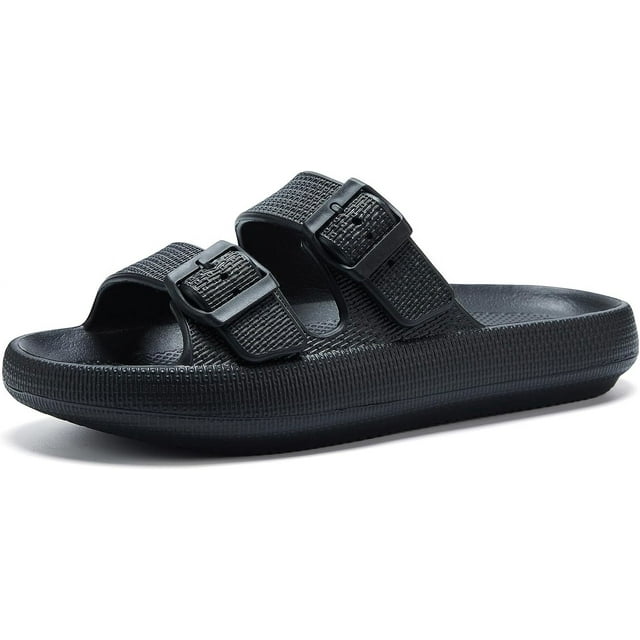 Slides for Women Men Pillow Slippers Double Buckle Adjustable Sandals EVA Recovery Slides