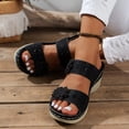 thumbnail image 2 of longantii Womens Orthopedic Sandals Arch Support Summer Flat Sandals Wide Width Slip on Non Slip Work Shoes Vacation Beach 2026 New Orthopedic Shoes Black, 2 of 4
