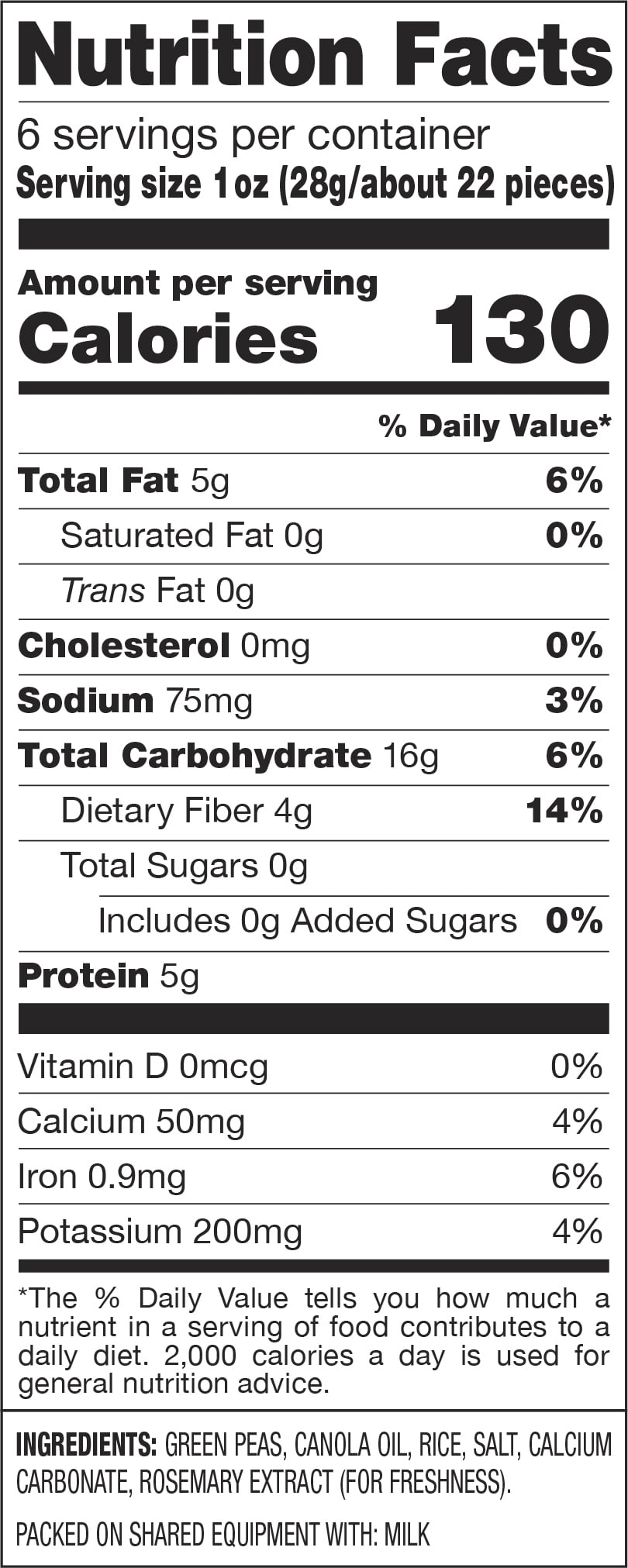 (4 pack) Harvest Snaps Baked Green Pea Snacks, Lightly Salted Gluten Free Veggie Crisps, 6 oz