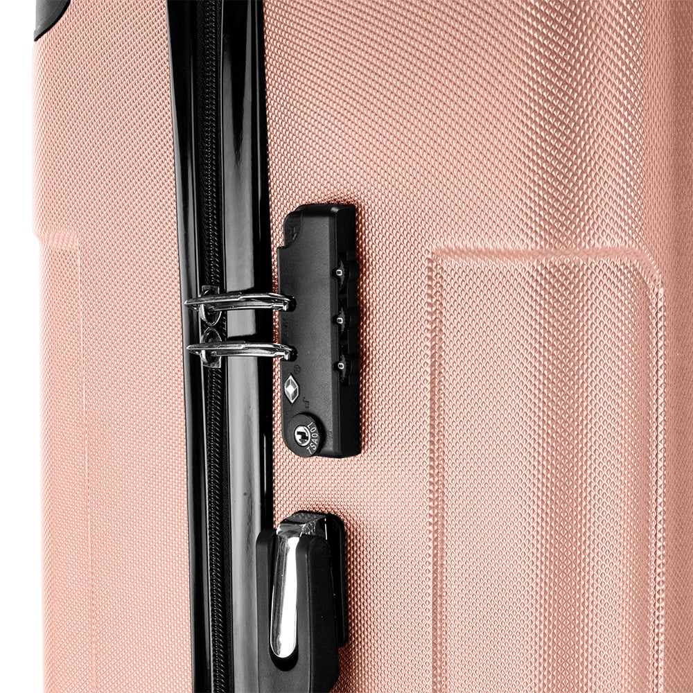Luggage 3 Piece Set Suitcase, Airline Approved ABS Hardshell Luggage with Spinner Wheels, Carry on Lightweight Suitcase with Telescoping Handle, Large Capacity Traveling Storage Suitcase, Rose Gold