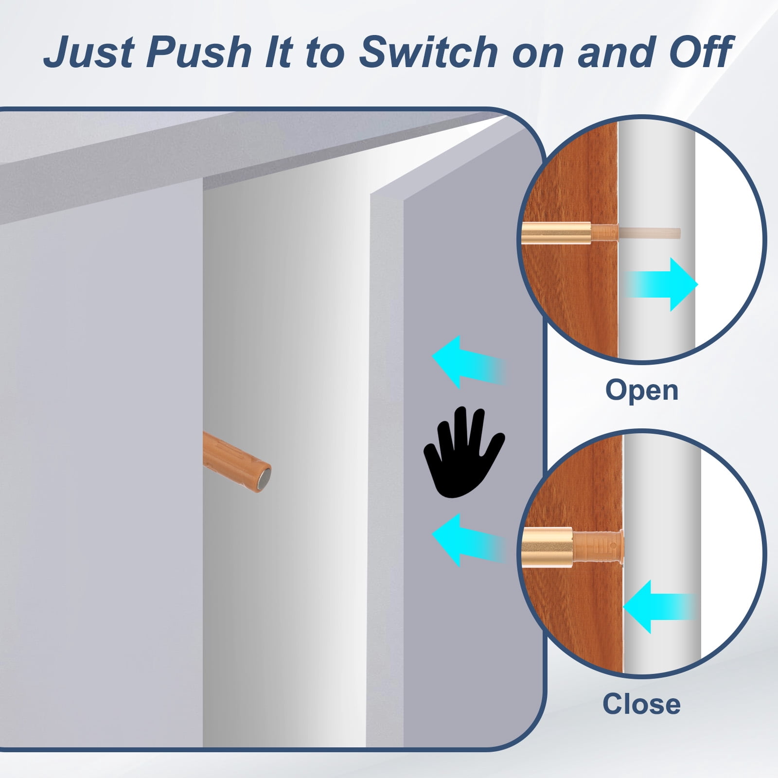 Uxcell Magnetic Push Latch, Double Push to Open Door Latch Hidden Push Touch Latch Closet Tip On Close Golden 8 Pcs