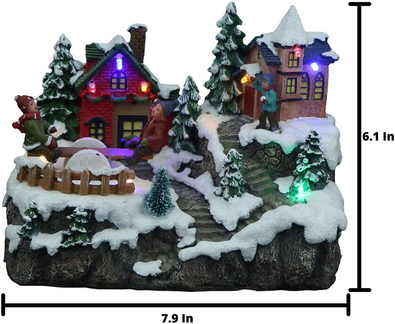Lights4fun, Inc. Battery Operated LED Light Up Christmas Village