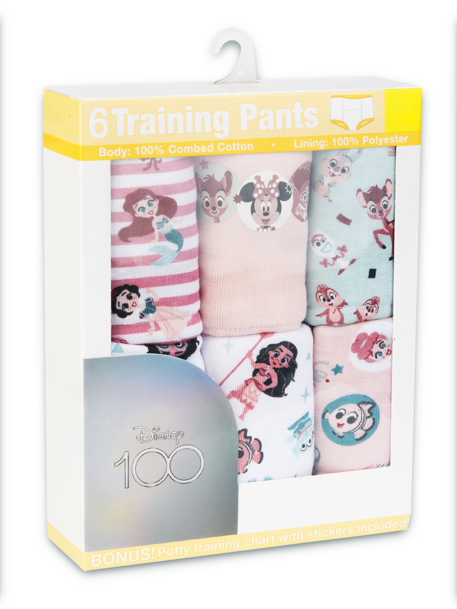 DISNEY100 Toddler Girls' Training Pants, 6 - Pack, Sizes 2T-3T