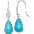 thumbnail image 1 of Sterling Silver Rhodium-Plated Created Turquoise Teardrop Dangle Earrings (36 X 9.37) Made In China qe15401, 1 of 5