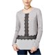 thumbnail image 1 of maison Jules Camiseta básica con ribete de encaje para mujer, gris, XS maison Jules Camiseta básica, 1 of 2