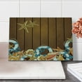 thumbnail image 2 of Seashells Cutting Board, Seashells Anchors Starfish on Wooden Backdrop Nautical Elements Sea Theme, Decorative Tempered Glass Cutting and Serving Board, Small Size, Brown Blue White, by Ambesonne, 2 of 5