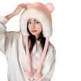 thumbnail image 2 of vnanda Women Winter Fuzzy Plush Earflap Hat Cute Cartoon Bear Ears Pompom Chin Strap Windproof Thermal Beanies, 2 of 10