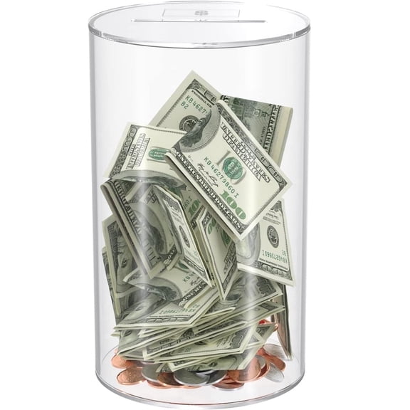 NIUBEE Acrylic Clear Piggy Bank for Adults, Unbreakable Piggy Bank Break to Open Design for Secure Savings, Perfect for Gifts and Financial Education