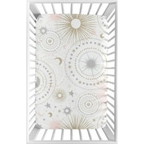 Sweet Jojo Designs Celestial Pink Gold and Grey Mini Fitted Crib Sheet