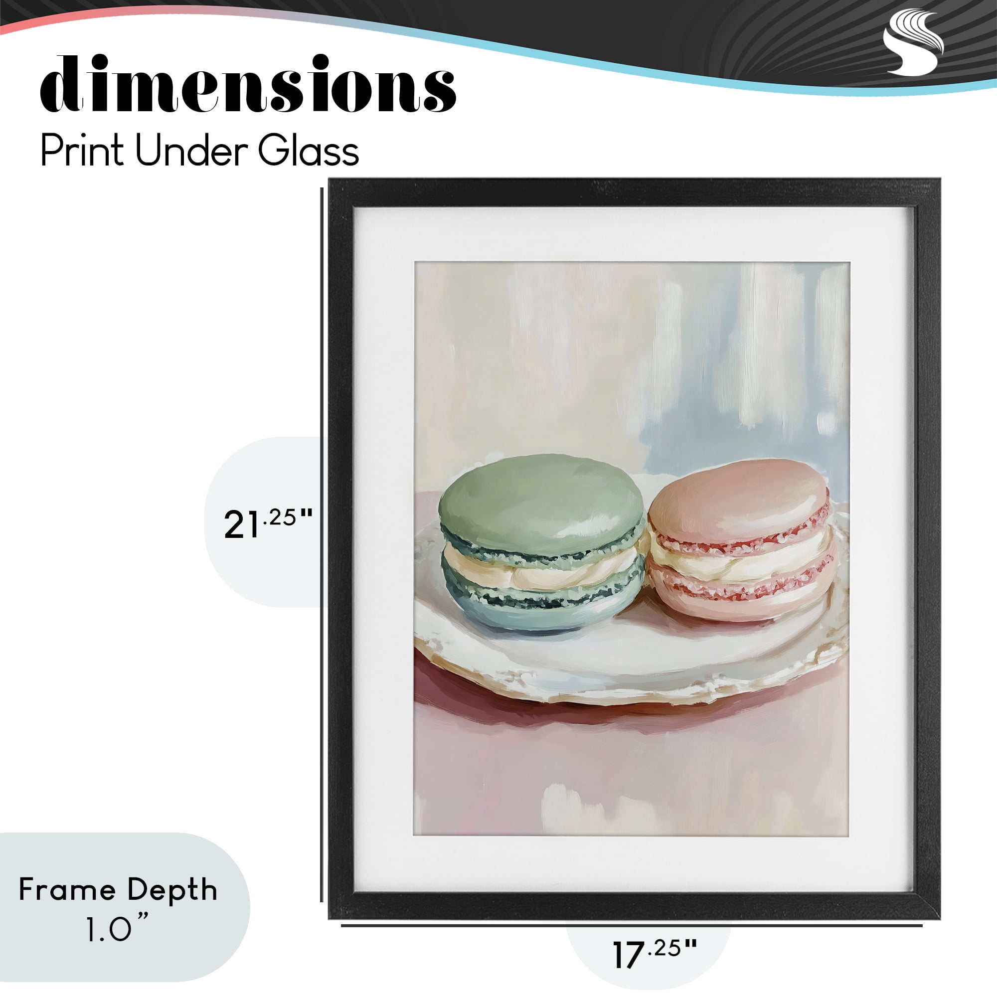 Stupell Industries Pastel Macarons on Plate Black Framed Print Under Glass, design by The Prints Vibe