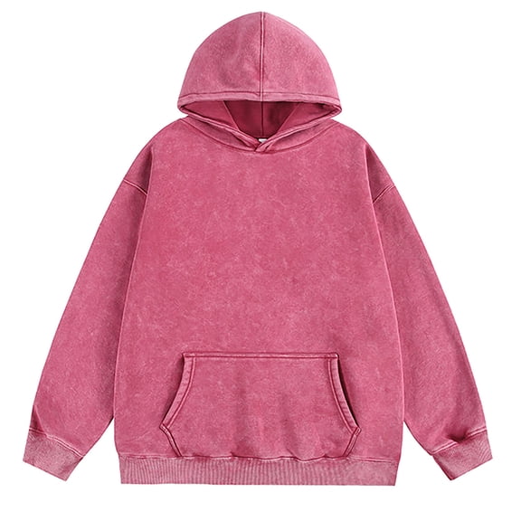 M-4X Plus Size Hoodies for Men with Front Pocket Big & Tall Vintage Sweatshirts Mens Casual Long Sleeve Washed Solid Color Pullover Hoodie Tops
