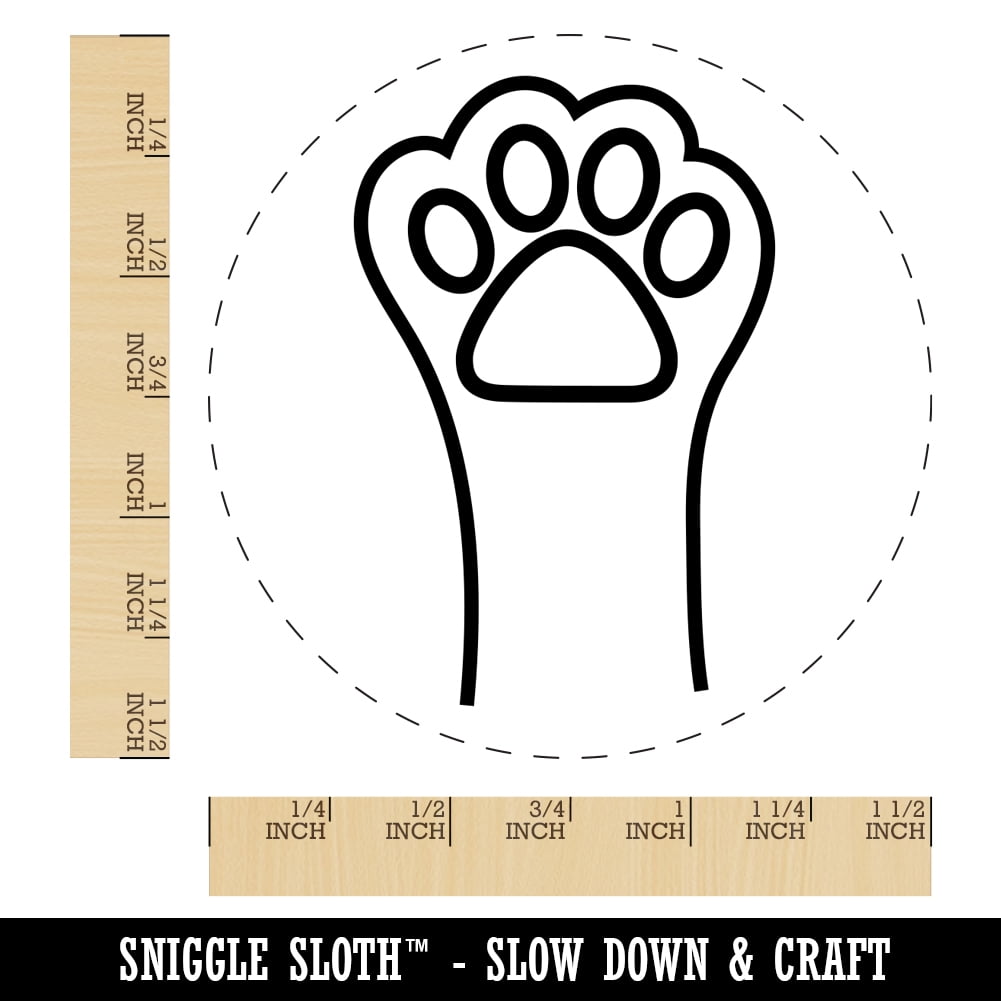 Cute Cat Paw Self-Inking Rubber Stamp Ink Stamper - Black Ink - Large 1-1/2 Inch