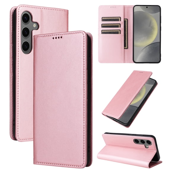 For Samsung Galaxy A57 Case, Premium PU Leather Wallet Folio Cover with RFID Blocking Card Holders and Kickstand, Shockproof Full-Body Protective Flip Magnetic Closure Phone Case,Rosegold