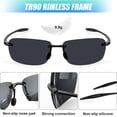 thumbnail image 6 of 2 Pack Sports Polarized Sunglasses for Men Women, Rimless Frame Lightweight Sun Glasses with UV Protection for Driving Fishing Golf Running Surf, 6 of 7