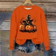 thumbnail image 5 of Sweatshirts Jacket for Women Plus Size Halloween Printed Long-sleeved Round-neck Loose Casual Sweatshirt Orange L, 5 of 6