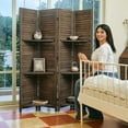 thumbnail image 5 of Partition Room Dividers, 67 * 51inch Folding Wood Privacy Screen with Three Display Shelves Suitable for Home Office, Study, Art Display - 4 Panel (Brown), 5 of 15