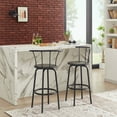 thumbnail image 4 of VECELO Set of 2 Bar Stools, Swivel Round Wood Metal Counter Height Bar Stools with Arc-Shaped Backrest, Old School, 4 of 7