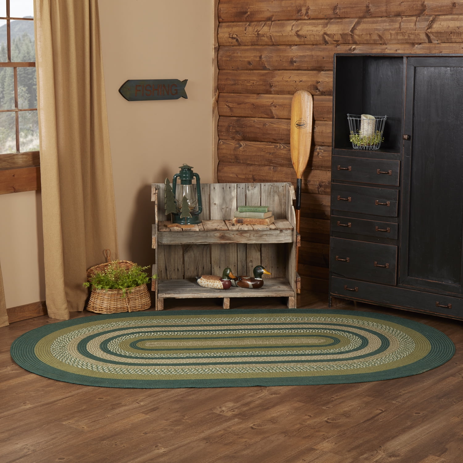 rustic & lodge flooring - sherwood green oval jute rug, 5' x 8 ...