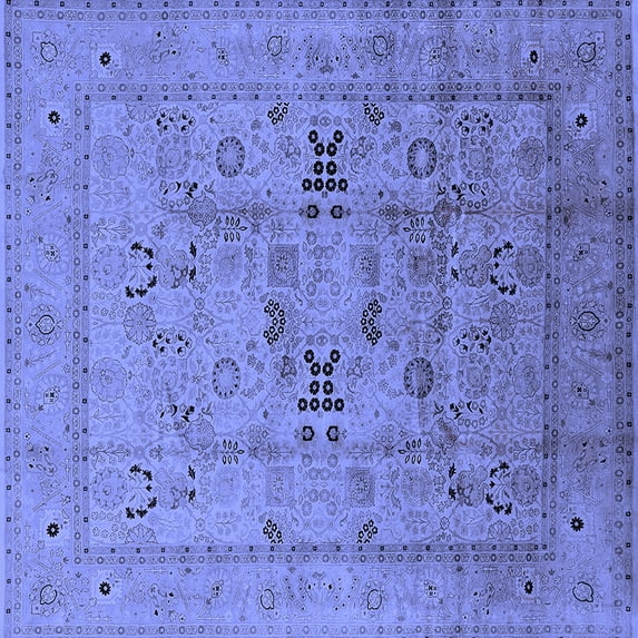 Ahgly Company Indoor Square Oriental Blue Traditional Area Rugs, 8' Square