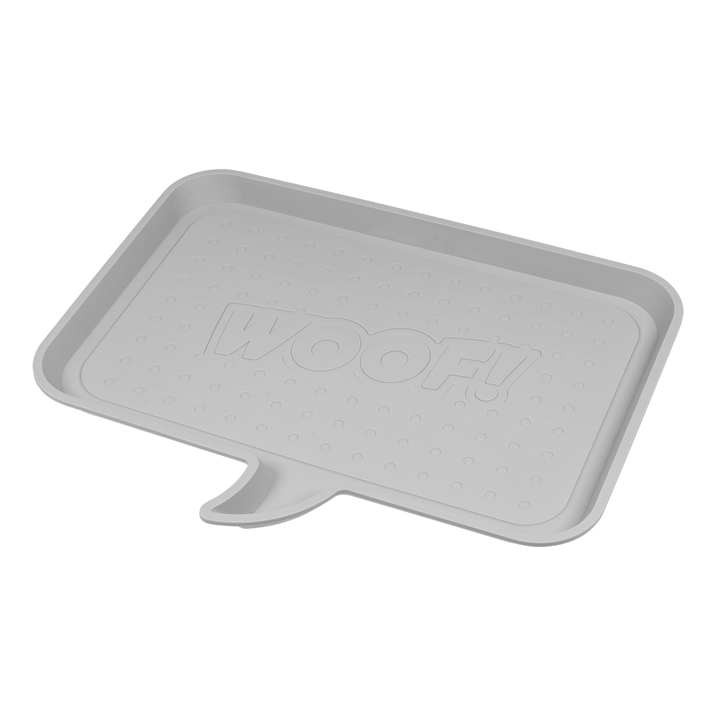 IRIS Medium "WOOF" Feeding Mat for Dog or Cat, Light Gray