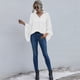 thumbnail image 5 of Blusa de mujer, cuello en V con botones en la parte delantera, casual, suelta, t煤nica, tops Irfora Blanco/Medio, 5 of 7