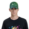 thumbnail image 4 of Pofeuu Green Disco Lights Print Adult Adjustable Embroidered Graphic Baseball Hat for Men and Women, 4 of 6
