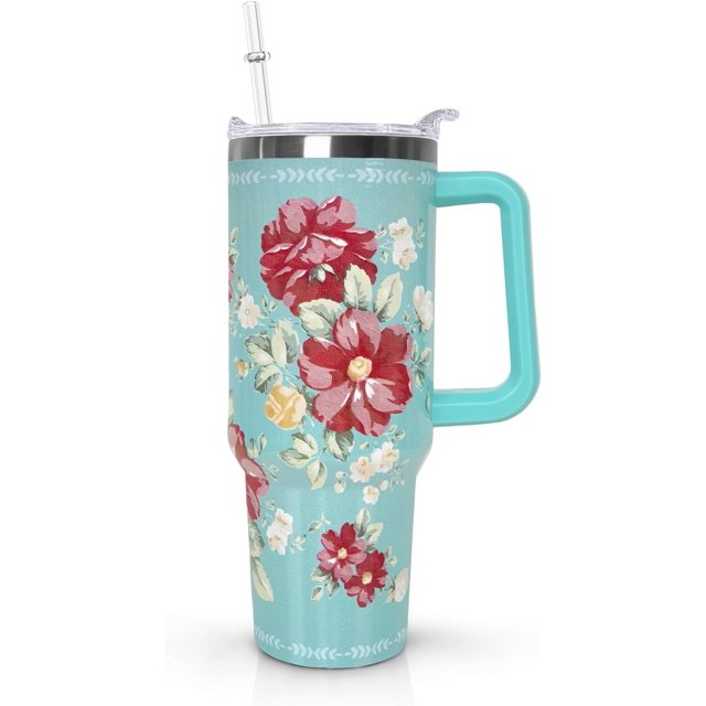 Gobelet 40 Oz avec Poignée et Paille Isolé Double Paroi en Acier Inoxydable Tasse de Voyage Boîte Cadeau Gobelet Réutilisable Tasse de Café de Voyage pour Bureau Tasse de Bière Isolée Portable pour Boissons Chaudes et Froides