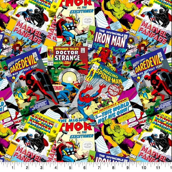 Springs Creative Marvel Retro Comic Covers Fat Quarter Fabric