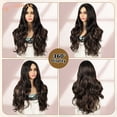thumbnail image 3 of Phocas Long Curly Brown Wigs for Women 26inch Body Wave Highlight Blonde Wig, 3 of 10