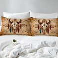 thumbnail image 3 of Manfei Bull Skull 3pcs Twin Sheet Sets,Bohemian Theme Twin Fitted Sheet,Boho Aztec Breathable Flat Sheet,Exotic Room Decor, 3 of 6