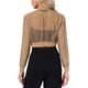 thumbnail image 3 of Chaqueta Bomber Crop INSPIRE CHIC para mujer, ligera de malla transparente, de manga larga, talla M, color caqui, 3 of 5