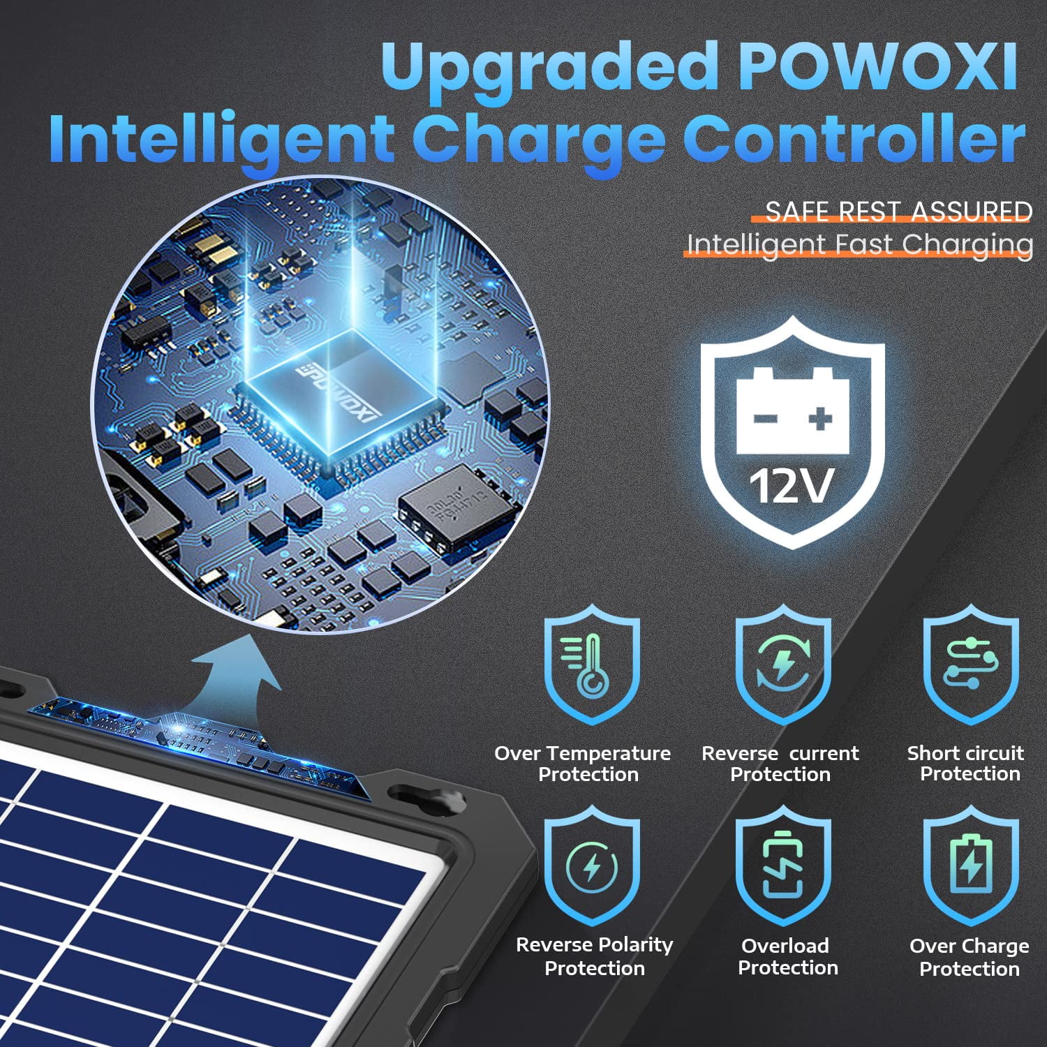 Upgraded 7.5W-Solar-Battery-Trickle-Charger-Maintainer-12V Portable Waterproof Solar Panel Trickle Charging Kit for Car, Automotive, Motorcycle, Boat, Marine, RV,Trailer,Powersports, Snowmobile, etc.