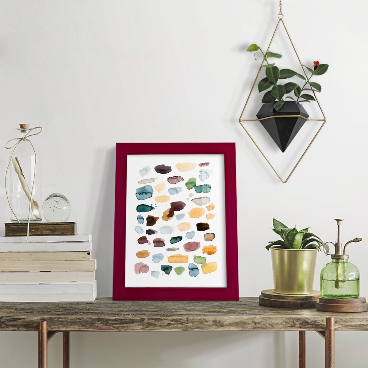 Shattered Segments II - Framed Print w/glass - Cherry Red
