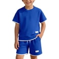 thumbnail image 6 of KPOPLK Toddler Baby Girl Summer Clothes 0 3 6 9 12 18 Months 2T 3T 4T Set Short Sleeves T-Shirt Tee Tops + Shorts Cute Outfits Set(4-5 Years,Blue), 6 of 7