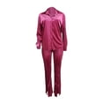thumbnail image 4 of Scyoekwg Womens Two Piece Sweatsuit Zipper Long Sleeve Coat Wide Leg Pants Fashion Casual Matching Outfits Sweatsuit Tracksuit (Hot Pink,L), 4 of 6