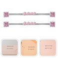 thumbnail image 2 of Pink Industrial Piercing Earrings Titanium Steel Barbell for Women 6Pcs Jewelry, 2 of 5