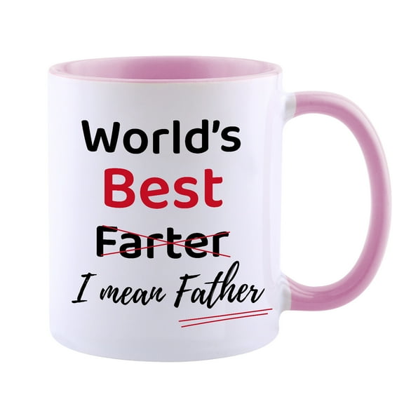 Funnil World's Best Farter I Mean Father Mug Dad Ceramic Coffee Mug Fathers Day Birthday Gift Pink