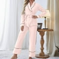 thumbnail image 2 of Miqool Women's Pajamas Sets Long Sleeve Sleepwear 2 Piece PJs Lounge Sets Belted Top and Pants Loungewear Soft Nightwear, 2 of 4