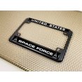 thumbnail image 5 of [Officially Licensed U.S. Air Force Product] - Motorcycle Domed Custom-Made Personalized Metal License Plate Frame Frame with U.S. Space Force (USSF) Design - Black, b/w, 5 of 9