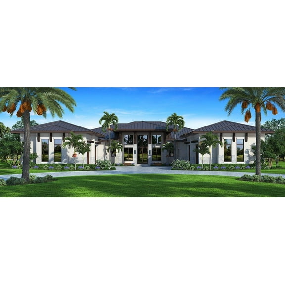 013-6474: CMU Contemporary 5 Bed, 7 Bath Luxury Home Plan, 6474 Sq Ft: Full Blueprints with License to Build by Home Plan Marketplace - Lesuto