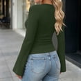 thumbnail image 6 of Long Sleeve Shirts for Women Zaewscy Women's Solid Color Sports Casual Long Sleeves Thread Ribbed Daily Top Army Green M, 6 of 8